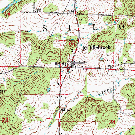 Topographic Map of Middlebrook, AR