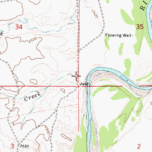 Topographic Map of Short Creek, MT