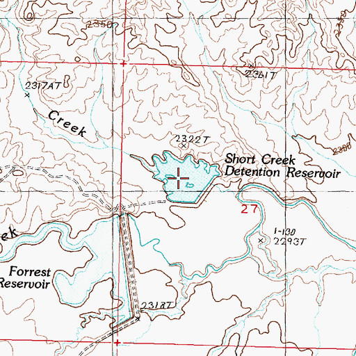 Topographic Map of Short Creek Reservoir, MT