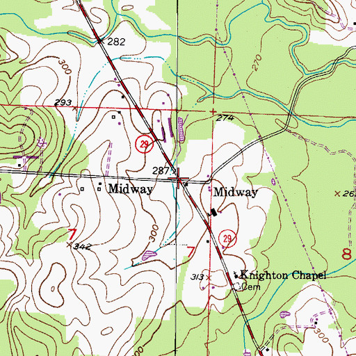 Topographic Map of Midway, AR