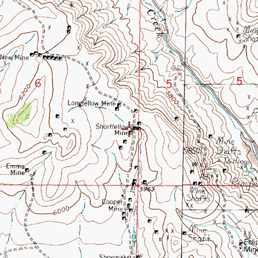 Topographic Map of Shortfellow Mine, MT