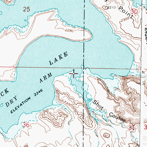 Topographic Map of Shot Coulee, MT