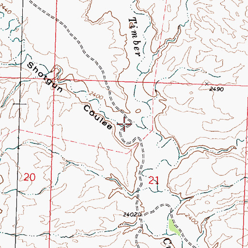 Topographic Map of Shotgun Coulee, MT