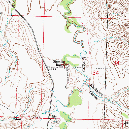 Topographic Map of Siemion Ranch, MT