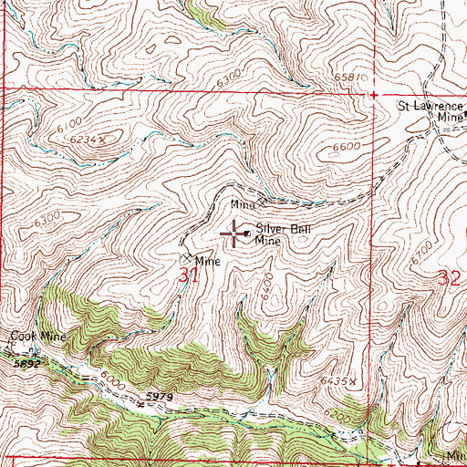 Topographic Map of Silver Bell Mine, MT