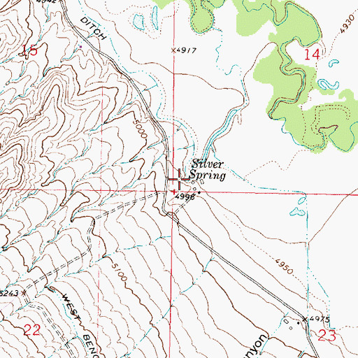 Topographic Map of Silver Spring, MT