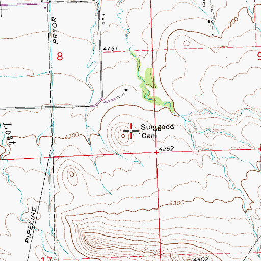 Topographic Map of Singgood Cemetery, MT