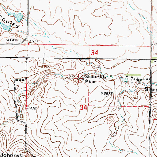 Topographic Map of Sioux City Mine, MT