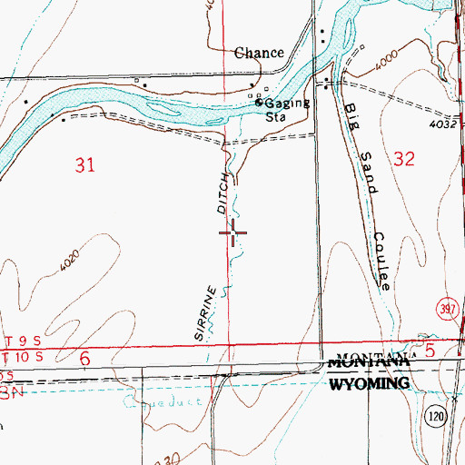 Topographic Map of Sirrine Ditch, MT