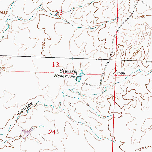 Topographic Map of Siwash Reservoir, MT