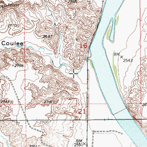 Topographic Map of Sixmile Coulee, MT
