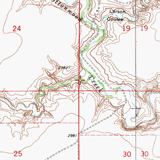 Topographic Map of Sixmile Coulee, MT