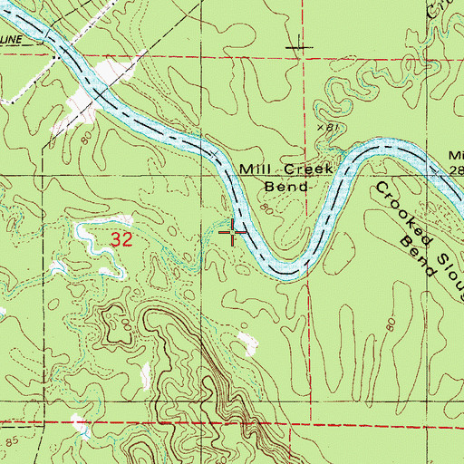 Topographic Map of Mill Creek, AR