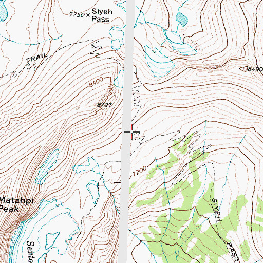 Topographic Map of Siyeh Pass Trail, MT