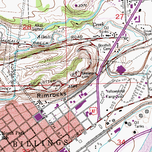 Topographic Map of Skeleton Cliff, MT