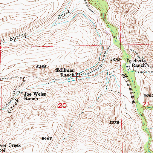 Topographic Map of Skillman Ranch, MT