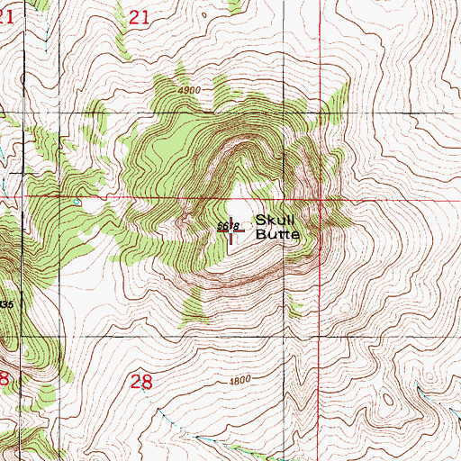 Topographic Map of Skull Butte, MT