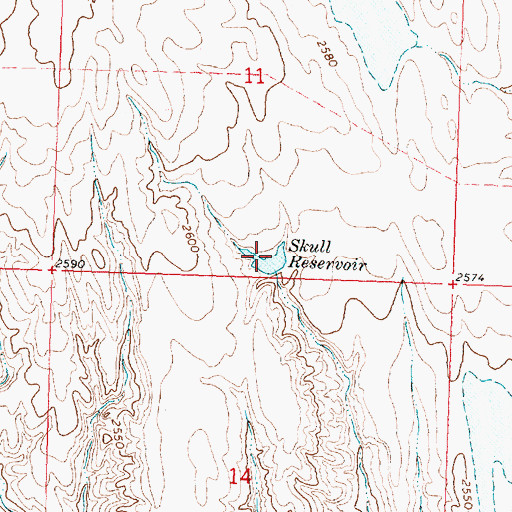 Topographic Map of Skull Reservoir, MT