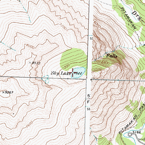 Topographic Map of Sky Lake, MT