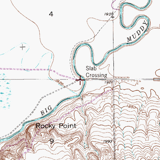 Topographic Map of Slab Crossing, MT