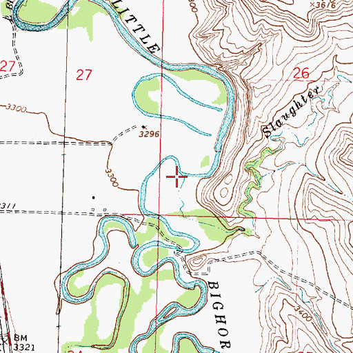 Topographic Map of Slaughter Creek, MT