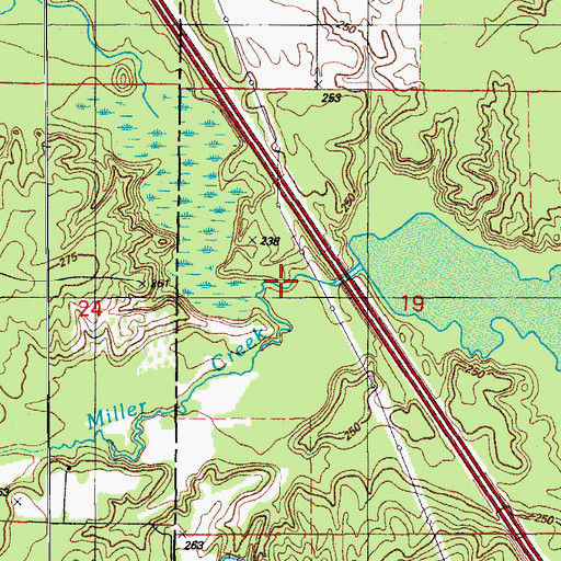 Topographic Map of Miller Creek, AR
