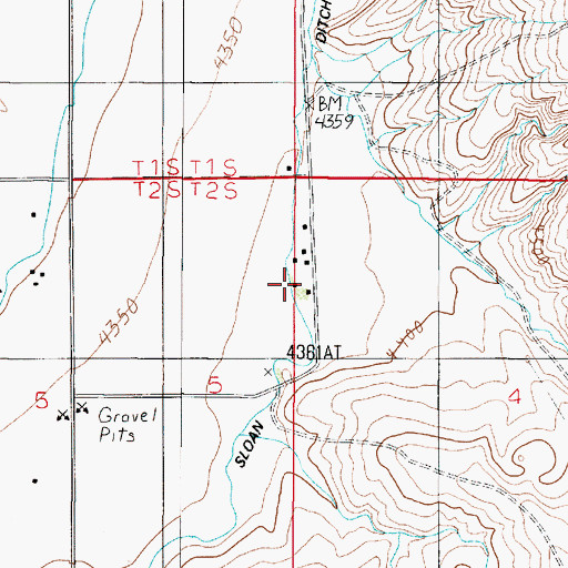 Topographic Map of Sloan Ranch, MT