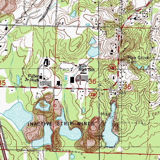 Topographic Map of Mills High School, AR