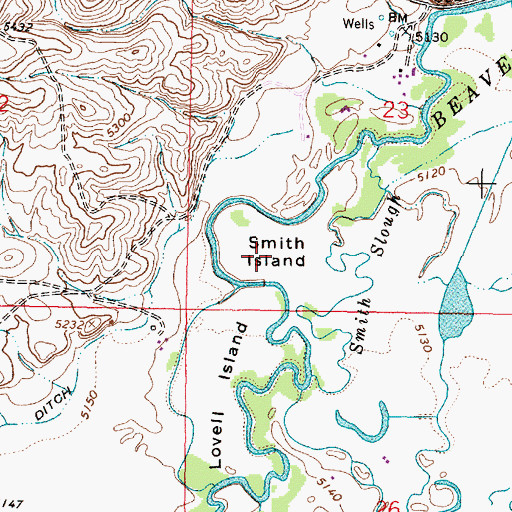 Topographic Map of Smith Island, MT