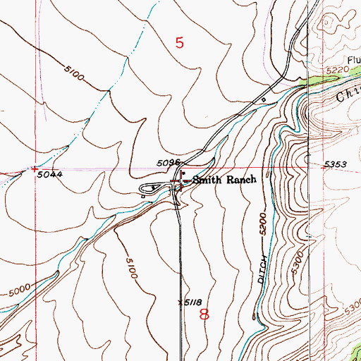 Topographic Map of Smith Ranch, MT