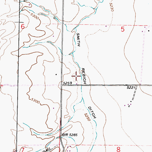 Topographic Map of Smith Rebich Ditch, MT