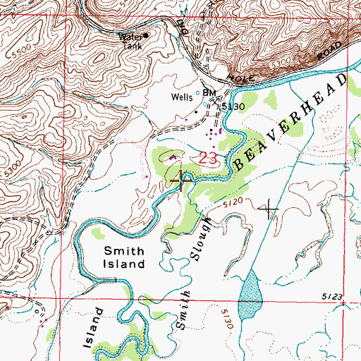 Topographic Map of Smith Slough, MT