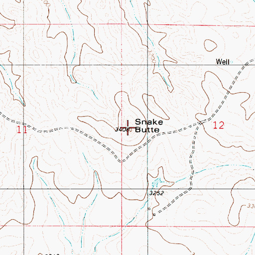 Topographic Map of Snake Butte, MT