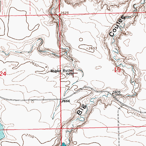 Topographic Map of Snake Butte School (historical), MT