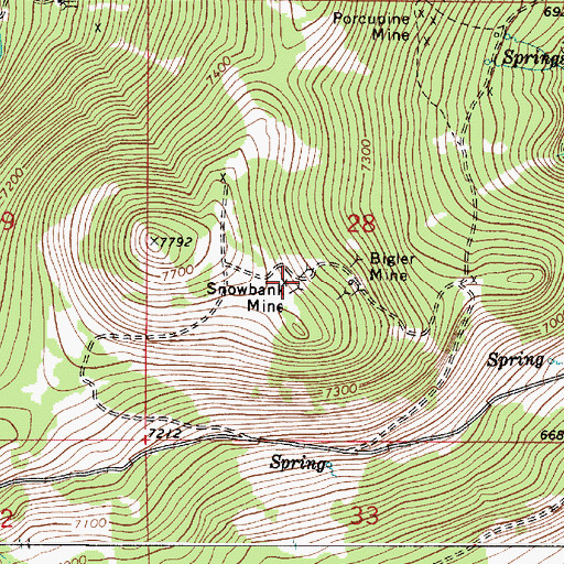 Topographic Map of Snowbank Mine, MT