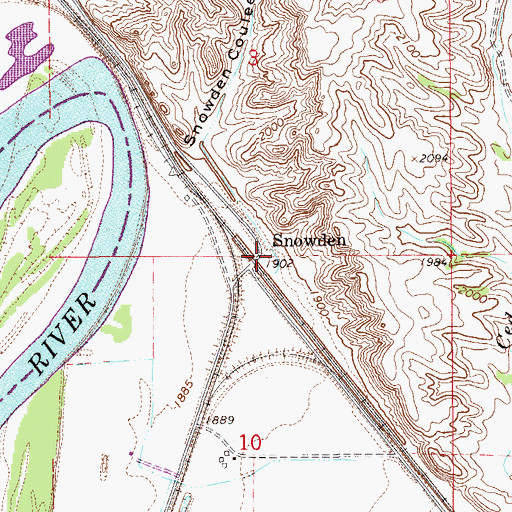 Topographic Map of Snowden, MT