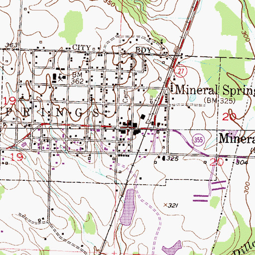 Topographic Map of Mineral Springs, AR