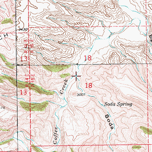 Topographic Map of Soda Spring Coulee, MT