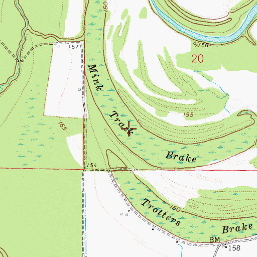 Topographic Map of Mink Track Brake, AR