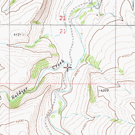 Topographic Map of Soldier Creek, MT