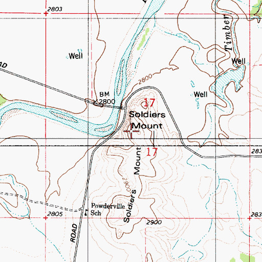 Topographic Map of Soldiers Mount, MT