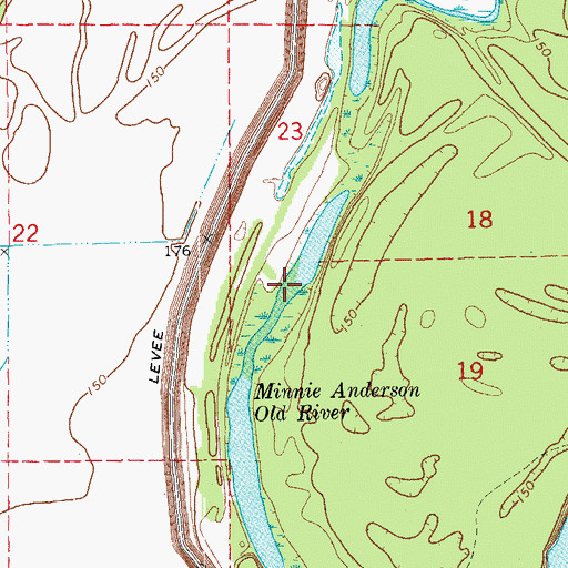 Topographic Map of Minnie Anderson Old River, AR