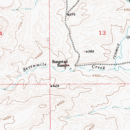 Topographic Map of Songstad Ranch, MT