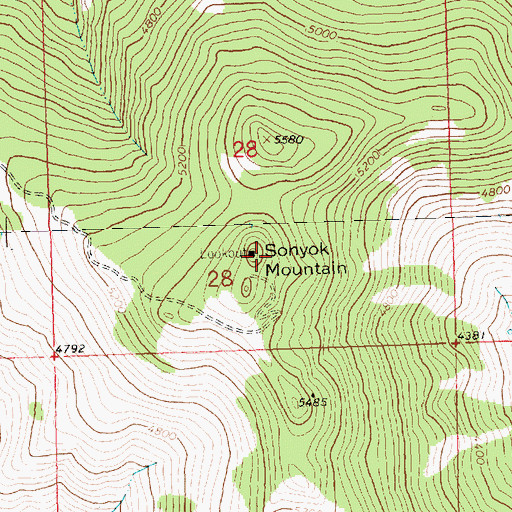 Topographic Map of Sonyok Mountain, MT