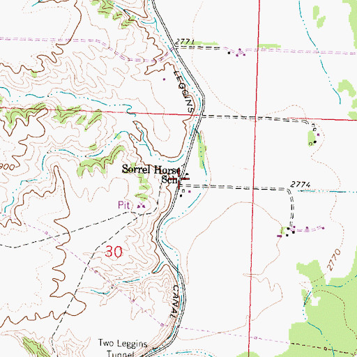 Topographic Map of Sorrel Horse School (historical), MT
