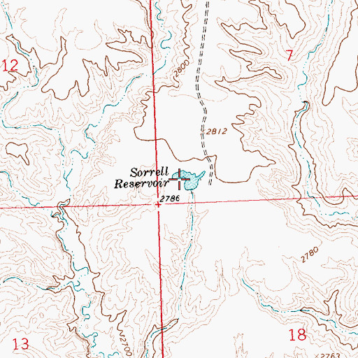 Topographic Map of Sorrell Reservoir, MT