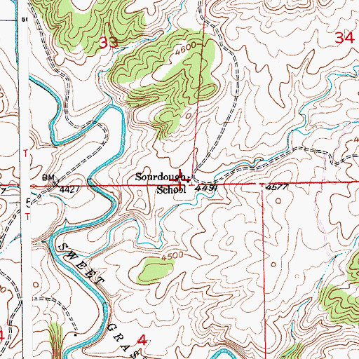 Topographic Map of Sourdough School (historical), MT