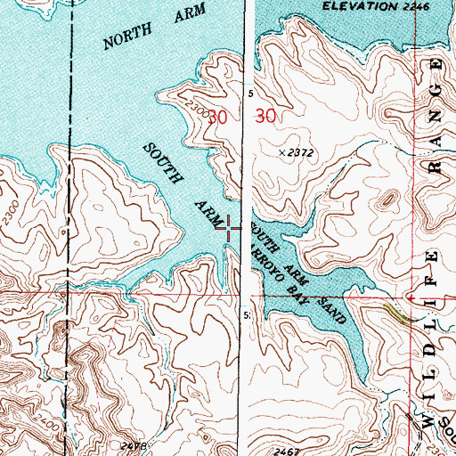 Topographic Map of South Arm Sand Arroyo Bay, MT
