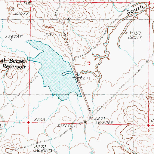 Topographic Map of South Beaver Reservoir, MT