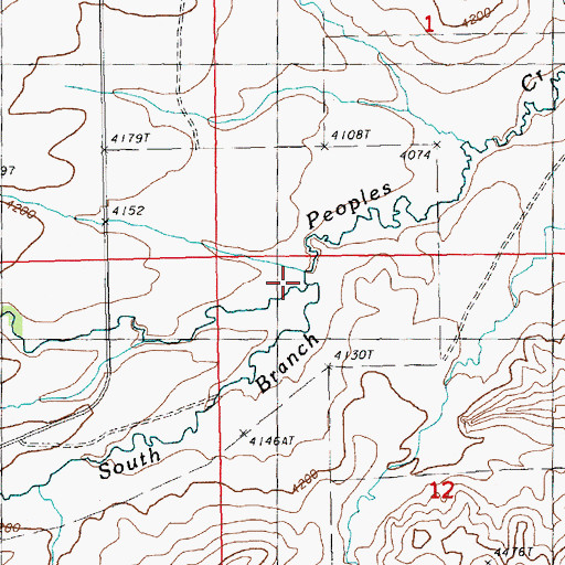 Topographic Map of South Branch Peoples Creek, MT